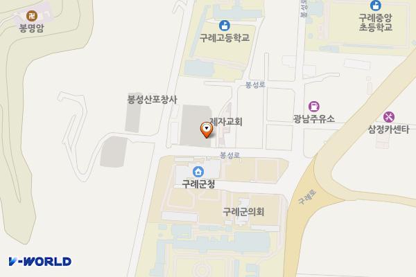 구례군청사공용주차장 위치 지도 — 전남광주통합특별시 구례군 구례읍 봉성로 5-14