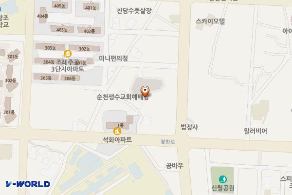 신월 공영주차장 위치 지도 — 전남광주통합특별시 순천시 조례동 1114