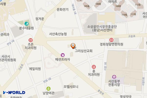 원도심 공영주차장 위치 지도 — 충청남도 서산시 동문동 934-9