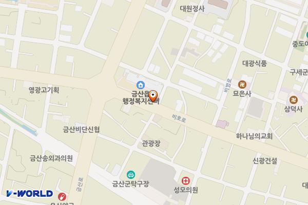 금산읍행정복지센터 위치 지도 — 충청남도 금산군 금산읍 비호로 69