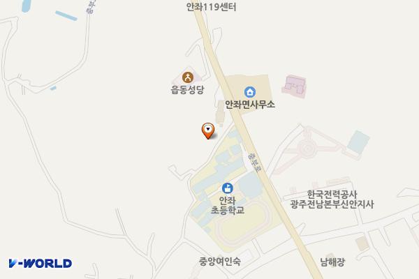 산불진화차고지 주차장 위치 지도 — 전남광주통합특별시 신안군 안좌면 읍동리 1135번지