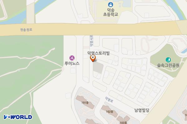 덕명지구 공영주차장 위치 지도 — 대전광역시 유성구 덕명동 513