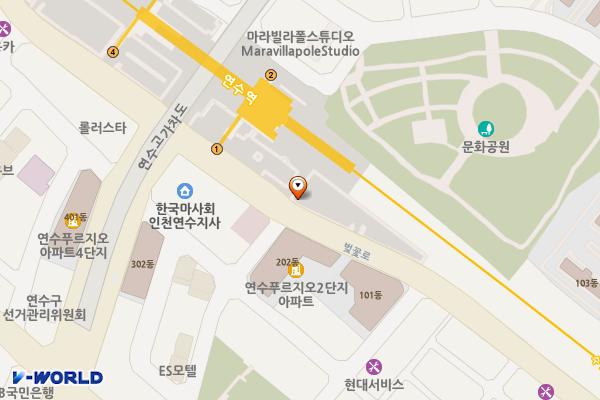 연수 벚꽃로 공영주차장 위치 지도 — 인천광역시 연수구 연수동 벚꽃로 123