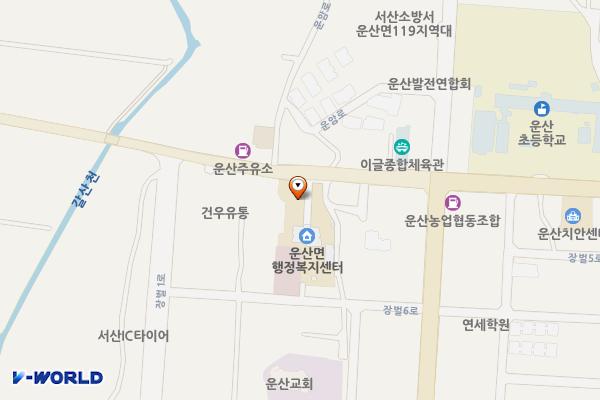 운산면행정복지센터 위치 지도 — 충청남도 서산시 운산면 운암로 1016