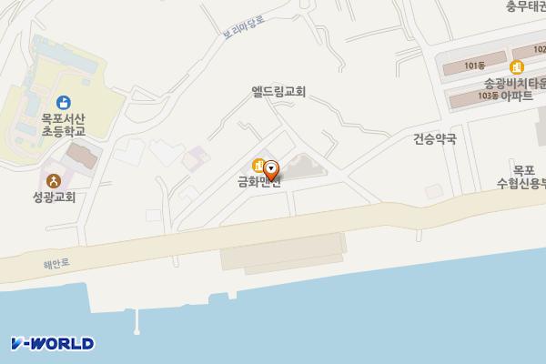 보리마당 주차장 위치 지도 — 전남광주통합특별시 목포시 해안로127번길 5