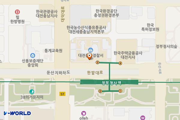 대전둔산경찰서 위치 지도 — 대전광역시 서구 한밭대로 733