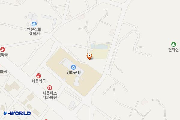 강화군청 부설주차장(2층 야외주차장) 위치 지도 — 인천광역시 강화군 강화읍 관청리 201-3