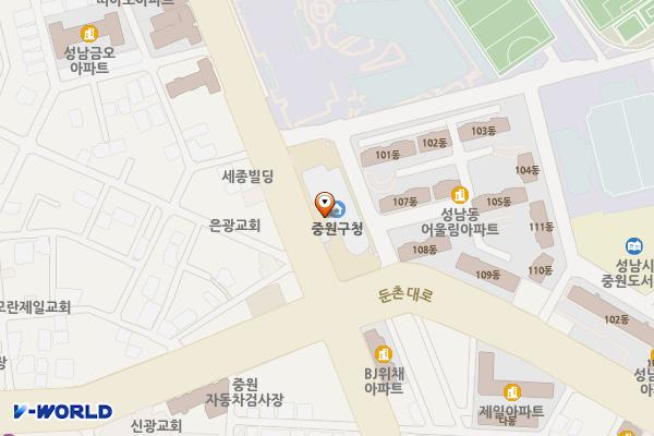 성남시 중원구청 위치 지도 — 경기도 성남시 중원구 제일로 36