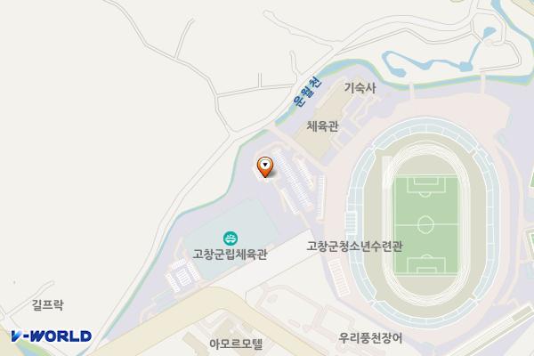 고창군립체육관 주차장 위치 지도 — 전북특별자치도 고창군 고창읍 운동장길 36