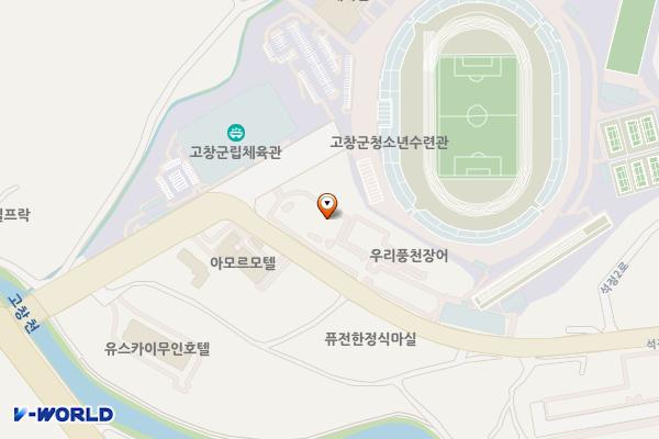 전지훈련트레이닝센터 주차장 위치 지도 — 전북특별자치도 고창군 고창읍 월암리 349-20