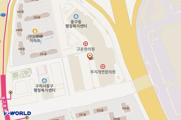 구리유통종합시장 주차장 위치 지도 — 경기도 구리시 동구릉로136번길 57
