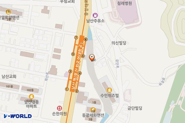 남산역 공영주차장 위치 지도 — 부산광역시 금정구 중앙대로 2030