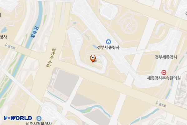 정부세종청사 위치 지도 — 세종특별자치시 도움6로 11