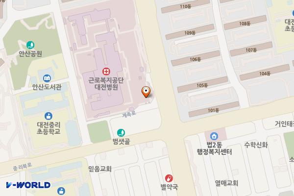근로복지공단 대전병원 위치 지도 — 대전광역시 대덕구 계족로 637