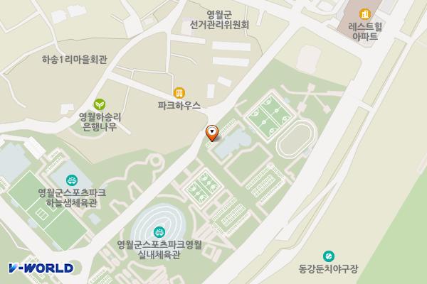 영월군 스포츠파크 위치 지도 — 강원특별자치도 영월군 영월읍 제방안길 100