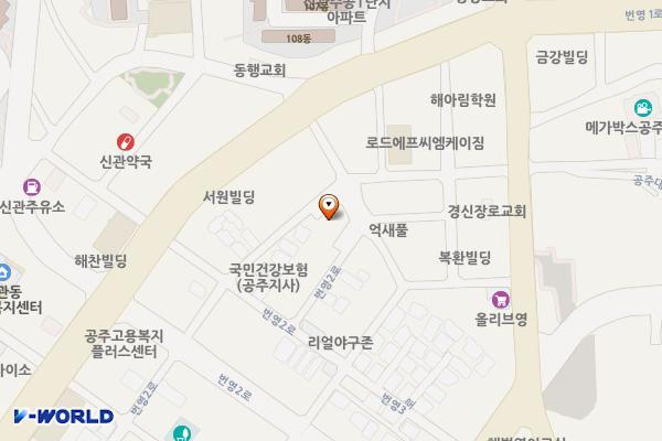 신관동 공원주차장 위치 지도 — 충청남도 공주시 신관동 639-1