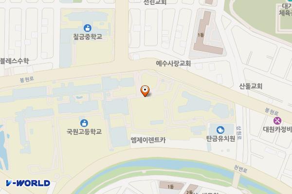 충주교육지원청 주차장 위치 지도 — 충청북도 충주시 봉방동 72-8