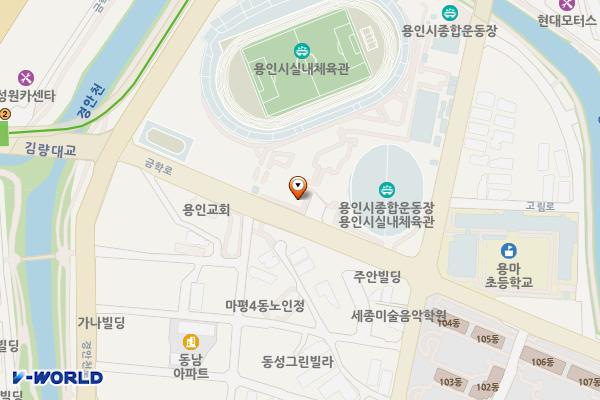 용인실내체육관 위치 지도 — 경기도 용인시 처인구 경안천로 76