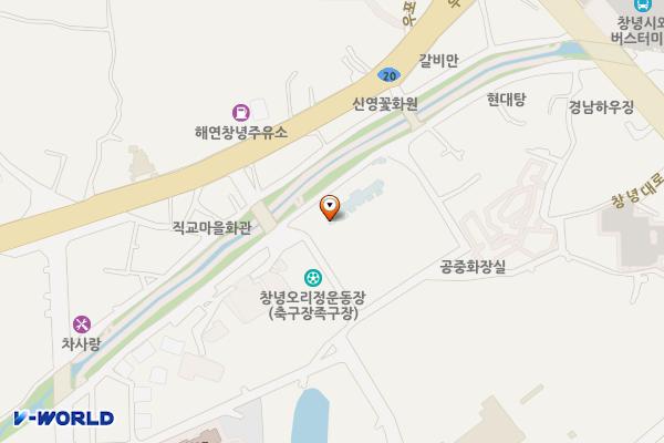 창녕군장애인가족지원센터+오리정운동장주차장 위치 지도 — 경상남도 창녕군 창녕읍 조산1길 15-38
