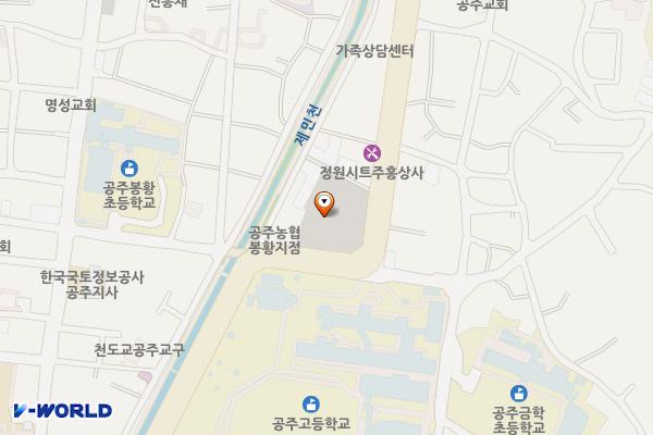 공주고 앞 주차장 위치 지도 — 충청남도 공주시 중학동 197-2