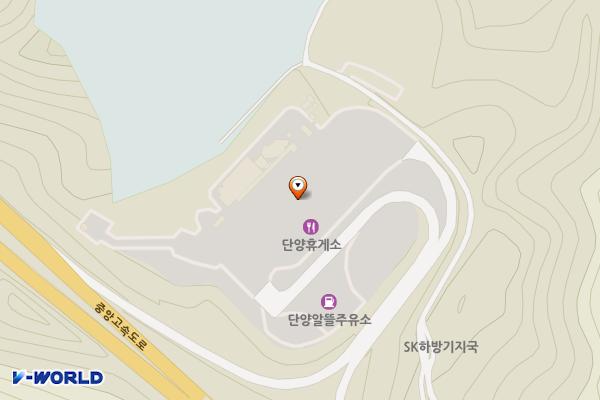 단양팔경(춘천)휴게소 위치 지도 — 충청북도 단양군 단성면 하방3길 100