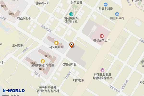앞뜰2공영주차장(주차빌딩 1층) 위치 지도 — 강원특별자치도 횡성군 횡성읍 읍하리 424-4