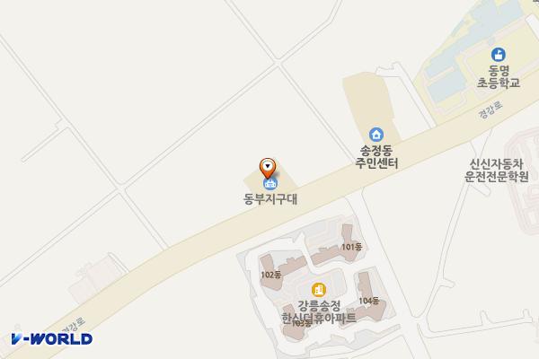 강릉 동부지구대 위치 지도 — 강원특별자치도 강릉시 경강로 2439