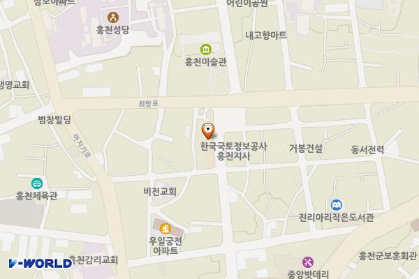 희망지구대 위치 지도 — 강원특별자치도 홍천군 홍천읍 진리 43-1