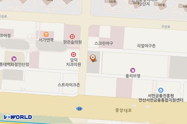 동원빌딩앞 공영 유료주차장 위치 지도 — 경기도 안산시 단원구 고잔1길 40