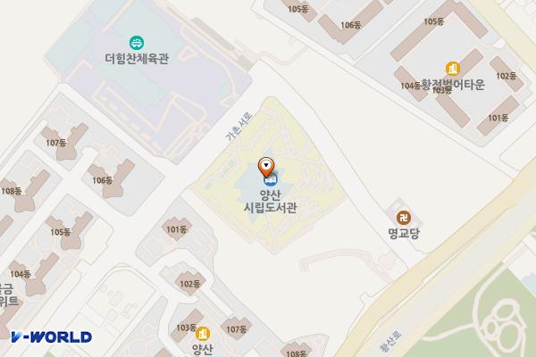 양산시립중앙도서관 위치 지도 — 경상남도 양산시 물금읍 청룡로 11