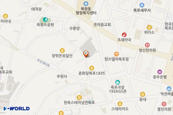 죽동1공영주차장 위치 지도 — 전남광주통합특별시 목포시 마인계터로39번길 12 (죽동)