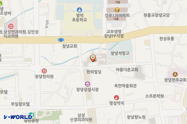 창녕시장 쌀전주차장 위치 지도 — 경상남도 창녕군 창녕읍 술정리 1-1