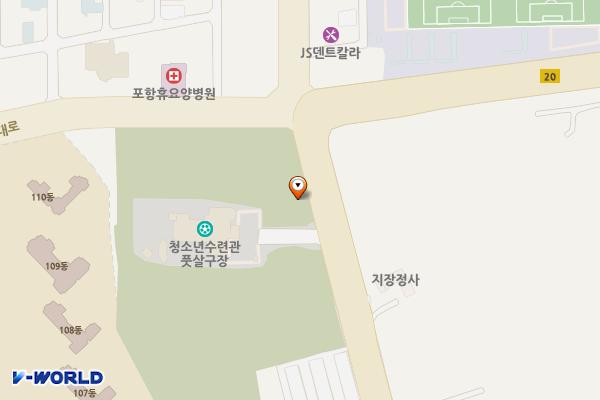 포항시 청소년수련관 위치 지도 — 경상북도 포항시 북구 환호동 185