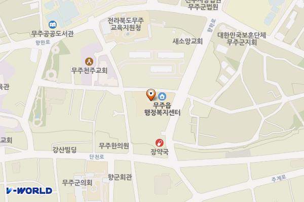 무주읍주민자치센터 위치 지도 — 전북특별자치도 무주군 무주읍 향학로 49
