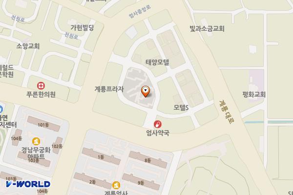 엄사상점가 공영주차장 위치 지도 — 충청남도 계룡시 엄사면 번영1길 5-17
