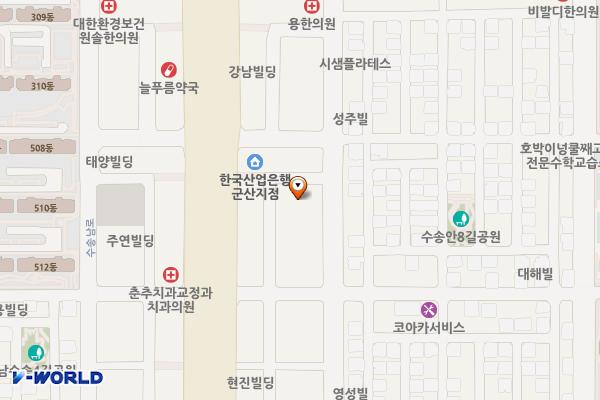 KDB 산업은행인근 공영주차장 위치 지도 — 전북특별자치도 군산시 수송동 855