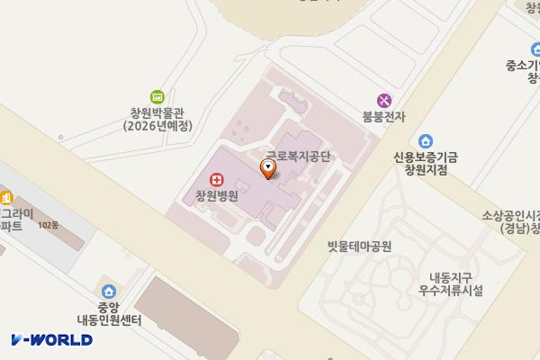 근로복지공단 창원병원 위치 지도 — 경상남도 창원시 성산구 창원대로 721
