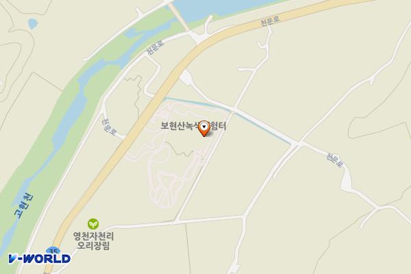 보현산 녹색체험터 공영주차장 위치 지도 — 경상북도 영천시 화북면 천문로 2178