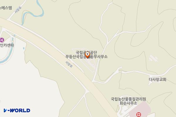 무등산국립공원동부사무소 위치 지도 — 전남광주통합특별시 화순군 화순읍 백운촌길 3-3