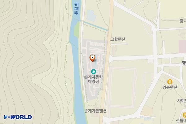 월악산국립공원사무소 송계자동차야영장 위치 지도 — 충청북도 제천시 한수면 미륵송계로 1625
