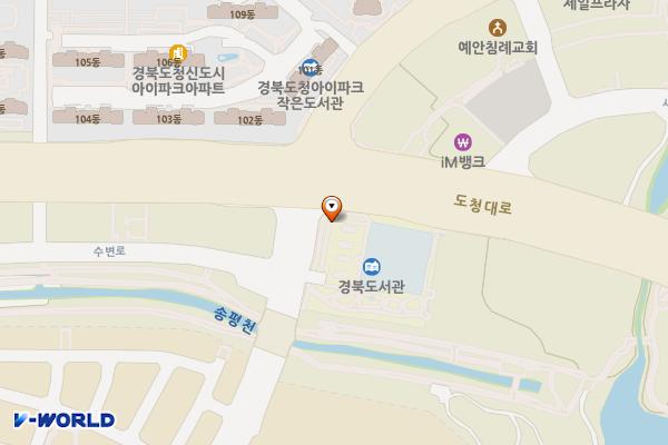 경북도서관 주차장 위치 지도 — 경상북도 예천군 호명읍 도청대로 200