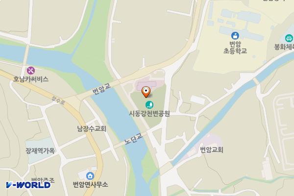 시동강 천변공원 위치 지도 — 전북특별자치도 장수군 번암면 신평로 319