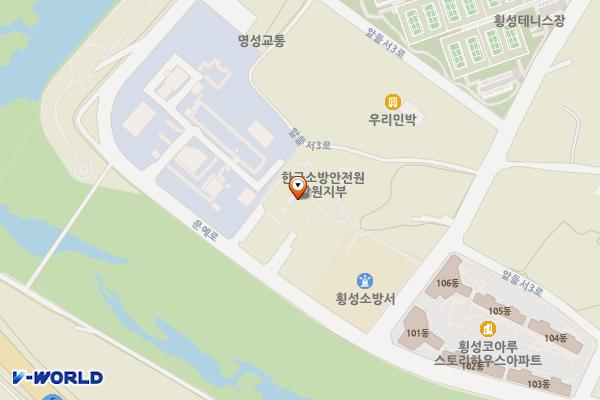 한국소방안전원 강원지부 위치 지도 — 강원특별자치도 횡성군 횡성읍 문예로 145