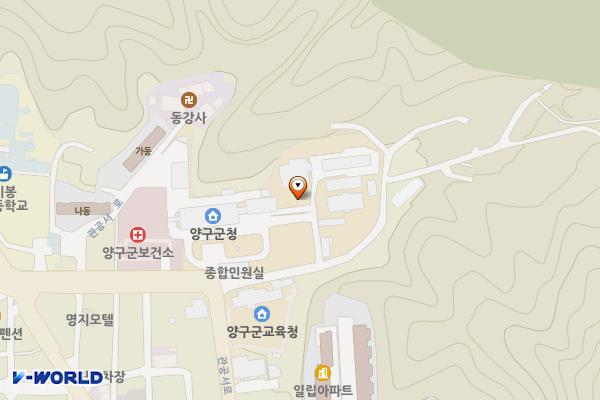 양구군청 공용 주차장 위치 지도 — 강원특별자치도 양구군 양구읍 관공서로 38