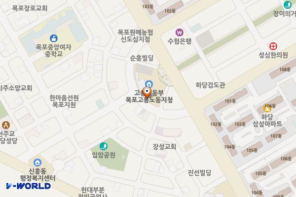 목포고용노동지청 위치 지도 — 전남광주통합특별시 목포시 교육로41번길 8