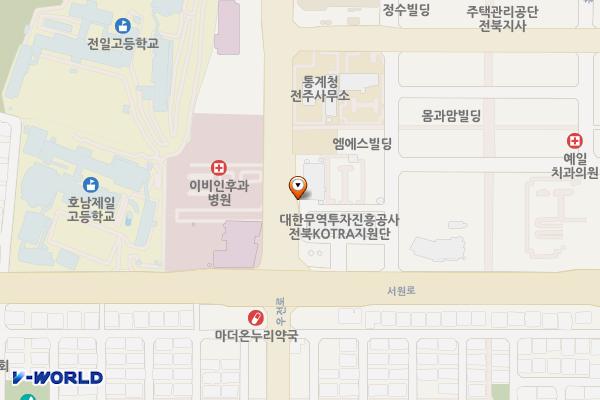 전북지방중소벤처기업청 위치 지도 — 전북특별자치도 전주시 완산구 서원로 77