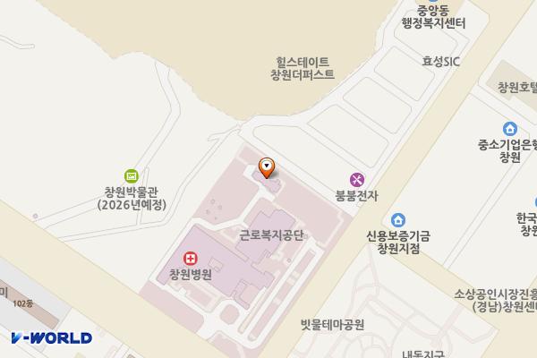 근로복지공단 창원병원 위치 지도 — 경상남도 창원시 성산구 창원대로 721