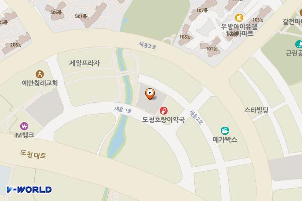 신도시 제2공영주차장 위치 지도 — 경상북도 예천군 호명읍 산합리 1425