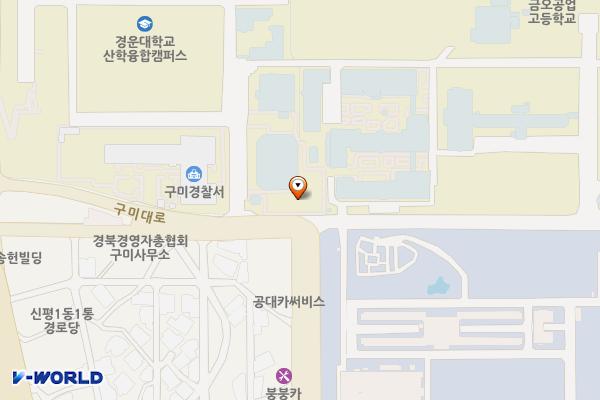 신평캠퍼스 체육관 뒷편 위치 지도 — 경상북도 구미시 구미대로 350-27