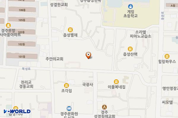황오동 행정복지센터 위치 지도 — 경상북도 경주시 북성로 89